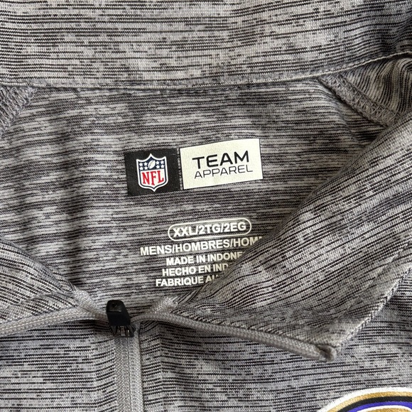 NFL Team Apparel Ravens Gray Heather Quarter-Zip Pullover - Picture 2 of 3